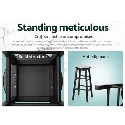 Artiss 2x Bar Stools Round Chairs Wooden Black - Mekamart Australia
