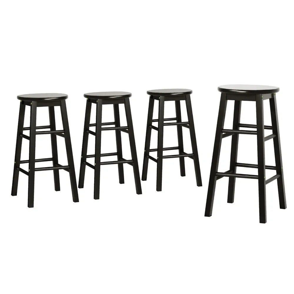 Artiss 4x Bar Stools Round Chairs Wooden Black - Mekamart Australia