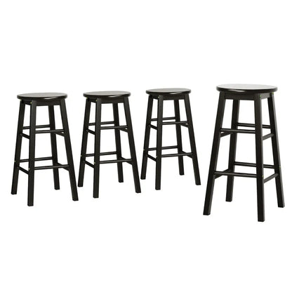 Artiss 4x Bar Stools Round Chairs Wooden Black - Mekamart Australia