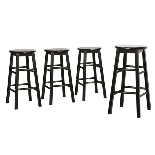 Artiss 4x Bar Stools Round Chairs Wooden Black - Mekamart Australia