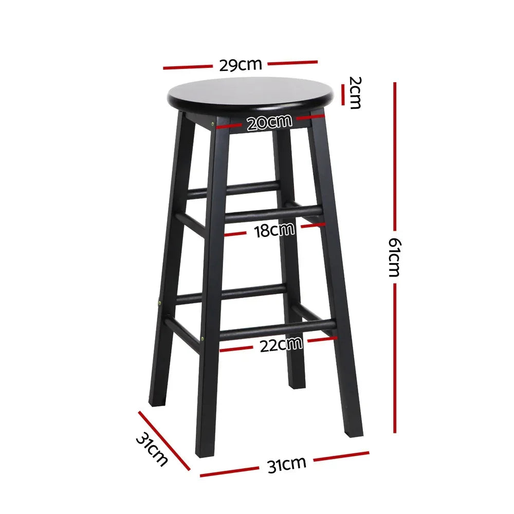 Artiss 4x Bar Stools Round Chairs Wooden Black - Mekamart Australia