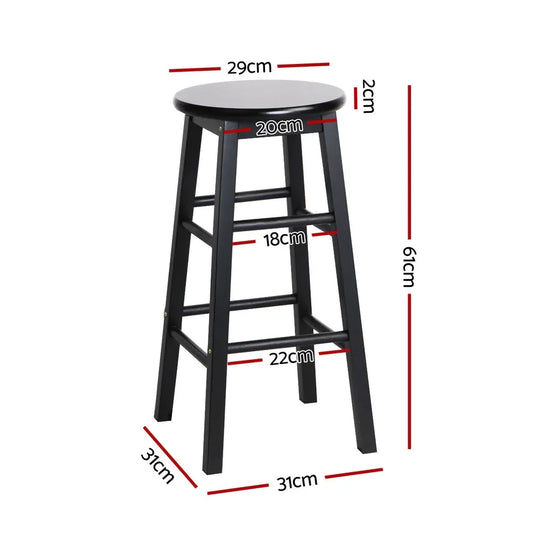 Artiss 4x Bar Stools Round Chairs Wooden Black - Mekamart Australia