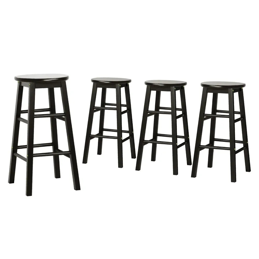 Artiss 4x Bar Stools Round Chairs Wooden Black - Mekamart Australia