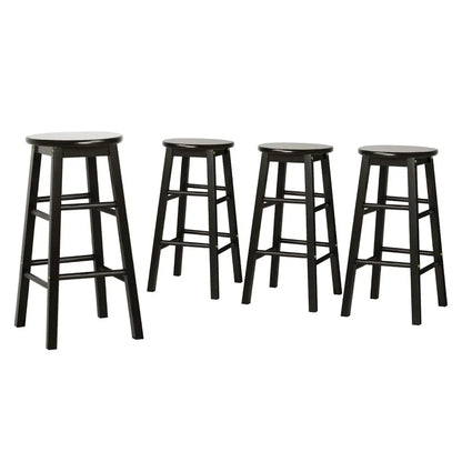 Artiss 4x Bar Stools Round Chairs Wooden Black - Mekamart Australia