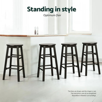 Artiss 4x Bar Stools Round Chairs Wooden Black - Mekamart Australia