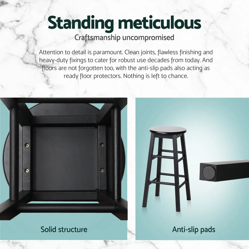 Artiss 4x Bar Stools Round Chairs Wooden Black - Mekamart Australia