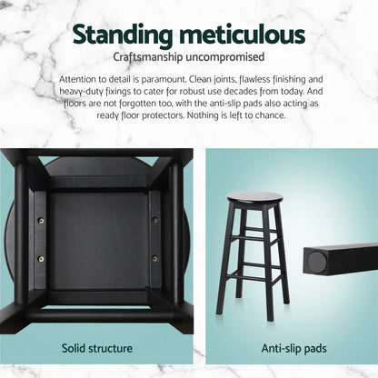 Artiss 4x Bar Stools Round Chairs Wooden Black - Mekamart Australia