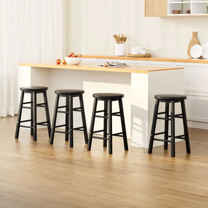 Artiss 4x Bar Stools Round Chairs Wooden Black - Mekamart Australia