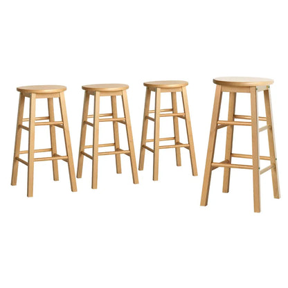 Artiss 4x Bar Stools Round Chairs Wooden Nature - Mekamart Australia