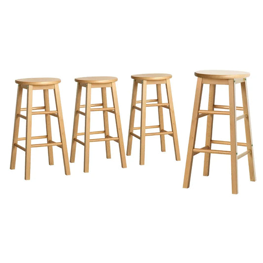 Artiss 4x Bar Stools Round Chairs Wooden Nature - Mekamart Australia