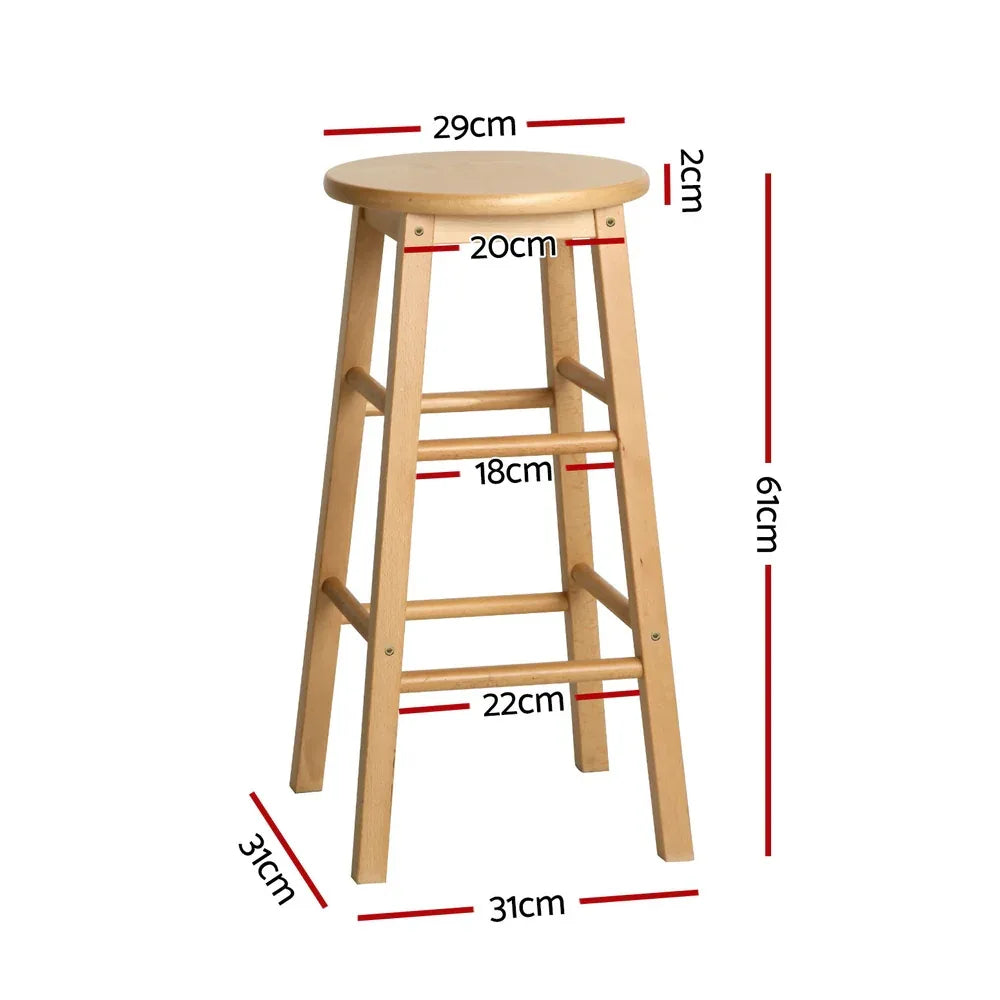 Artiss 4x Bar Stools Round Chairs Wooden Nature - Mekamart Australia