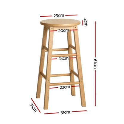 Artiss 4x Bar Stools Round Chairs Wooden Nature - Mekamart Australia