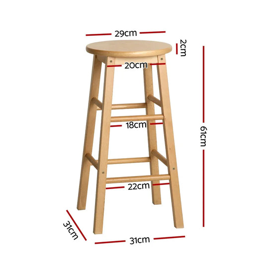 Artiss 4x Bar Stools Round Chairs Wooden Nature - Mekamart Australia