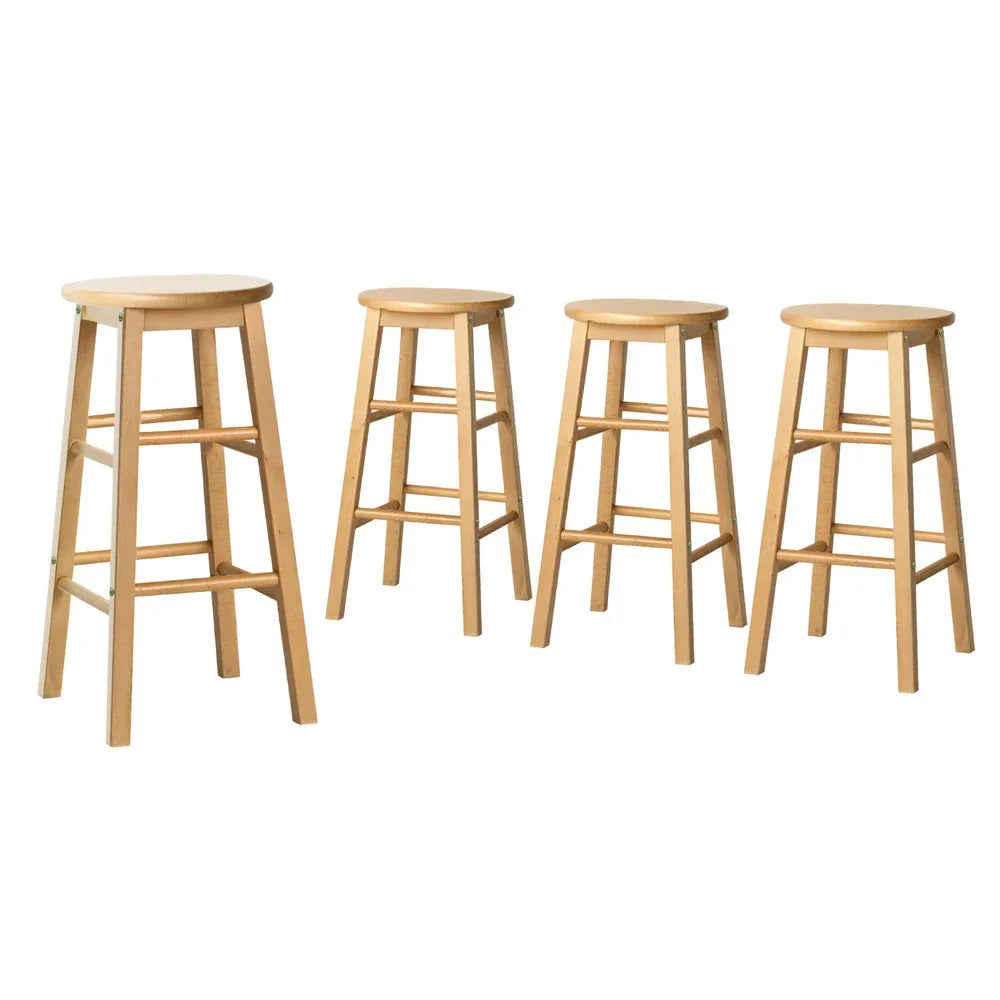 Artiss 4x Bar Stools Round Chairs Wooden Nature - Mekamart Australia