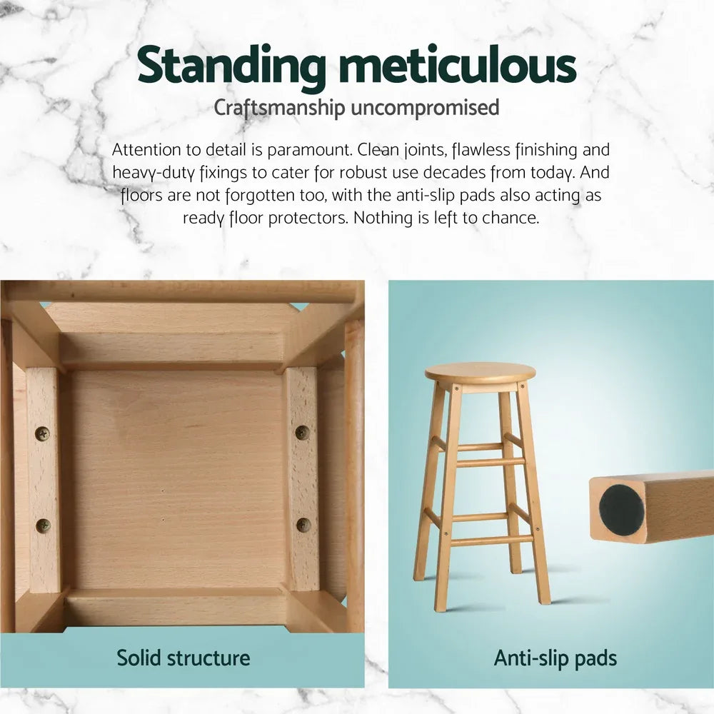 Artiss 4x Bar Stools Round Chairs Wooden Nature - Mekamart Australia