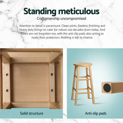 Artiss 4x Bar Stools Round Chairs Wooden Nature - Mekamart Australia