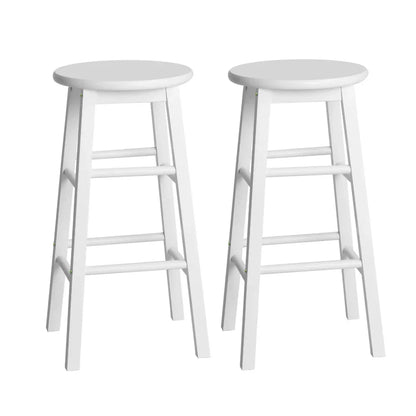 Artiss 2x Bar Stools Round Chairs Wooden White - Mekamart Australia