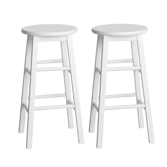 Artiss 2x Bar Stools Round Chairs Wooden White - Mekamart Australia