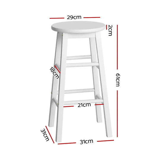 Artiss 2x Bar Stools Round Chairs Wooden White - Mekamart Australia