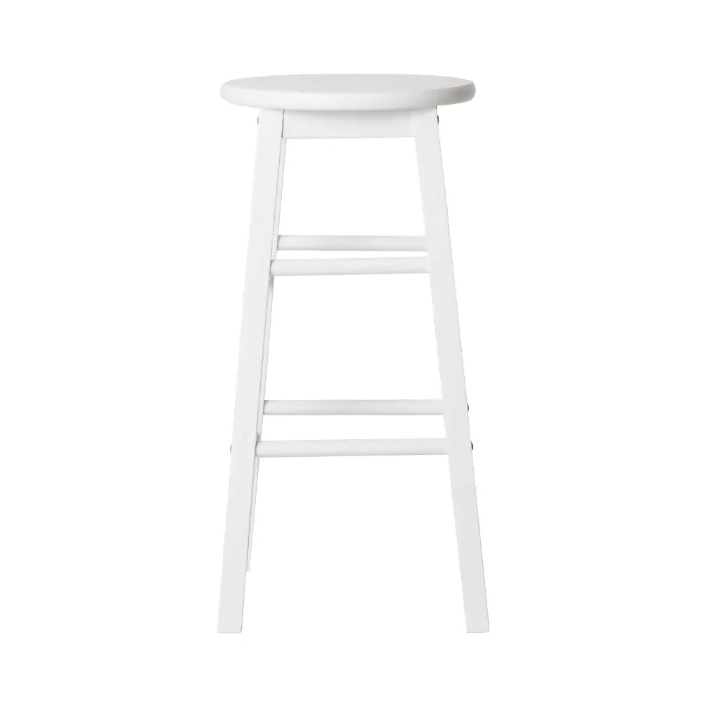 Artiss 2x Bar Stools Round Chairs Wooden White - Mekamart Australia