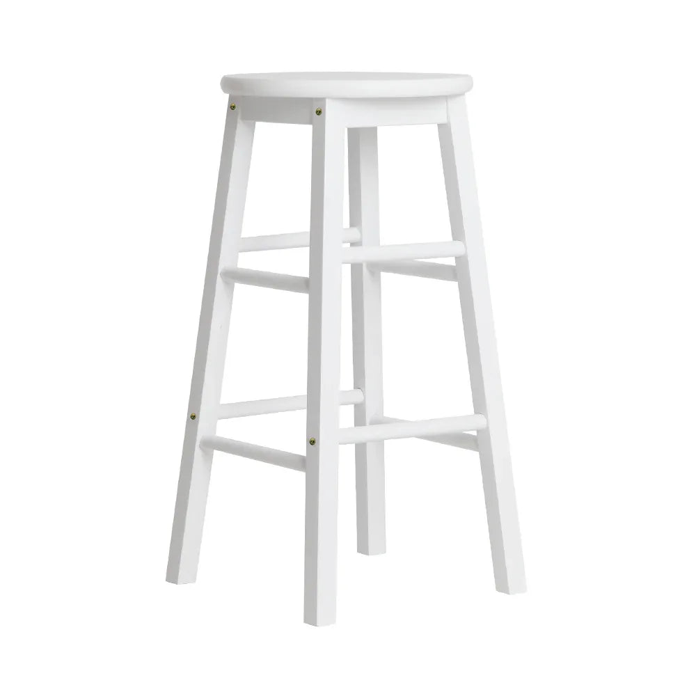 Artiss 2x Bar Stools Round Chairs Wooden White - Mekamart Australia