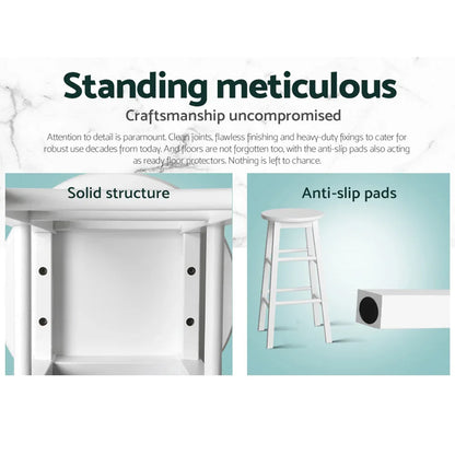 Artiss 2x Bar Stools Round Chairs Wooden White - Mekamart Australia