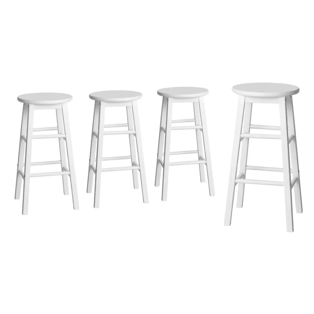 Artiss 4x Bar Stools Round Chairs Wooden White - Mekamart Australia