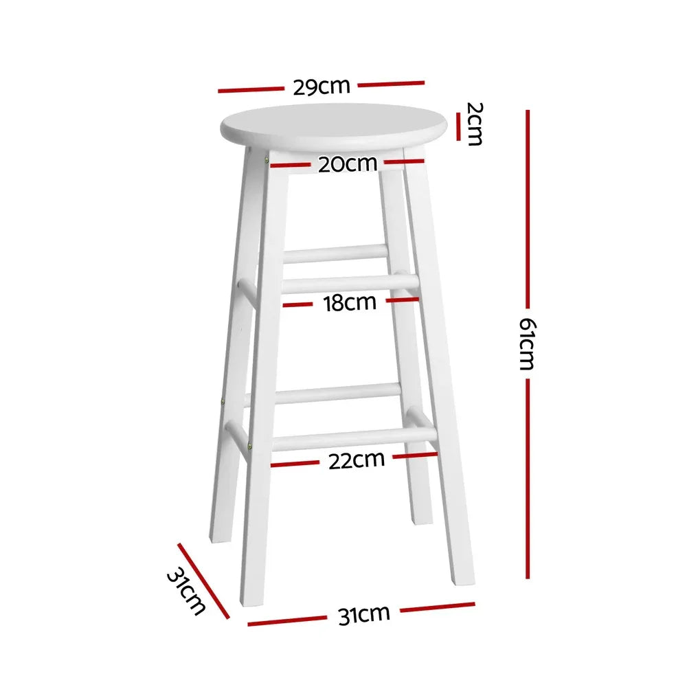 Artiss 4x Bar Stools Round Chairs Wooden White - Mekamart Australia