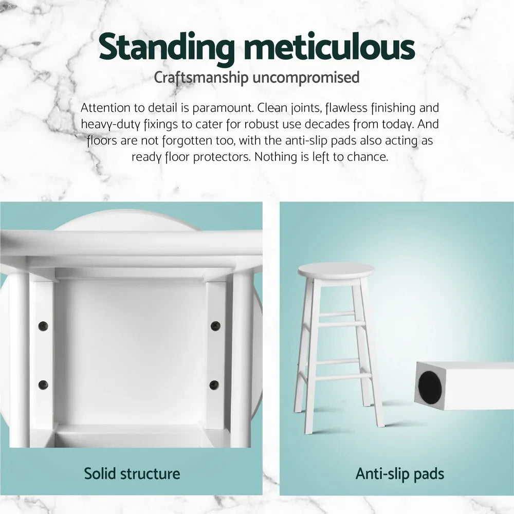 Artiss 4x Bar Stools Round Chairs Wooden White - Mekamart Australia