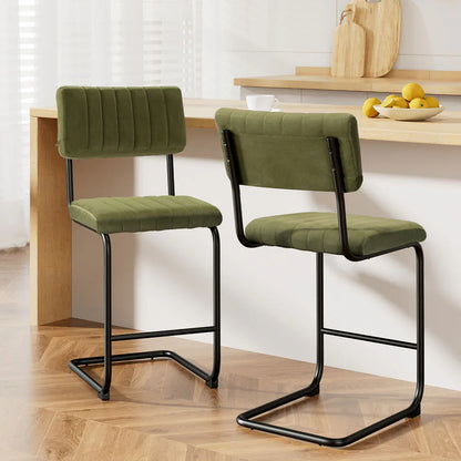 Artiss 2x Bar Stools Velvet Chairs Green - Mekamart Australia