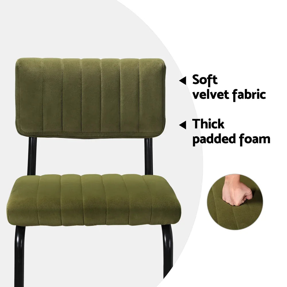 Artiss 2x Bar Stools Velvet Chairs Green - Mekamart Australia