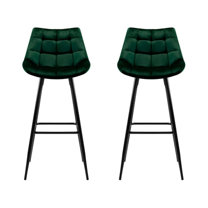 Artiss 2x Bar Stools Velvet Chairs Green - Mekamart Australia