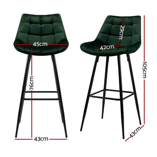 Artiss 4x Bar Stools Velvet Chairs Green - Mekamart Australia