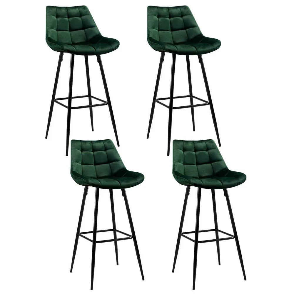 Artiss 4x Bar Stools Velvet Chairs Green - Mekamart Australia