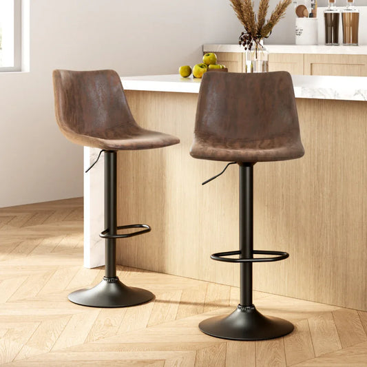 Artiss 2x Bar Stools Vintage Swivel Gas Lift Brown - Mekamart Australia