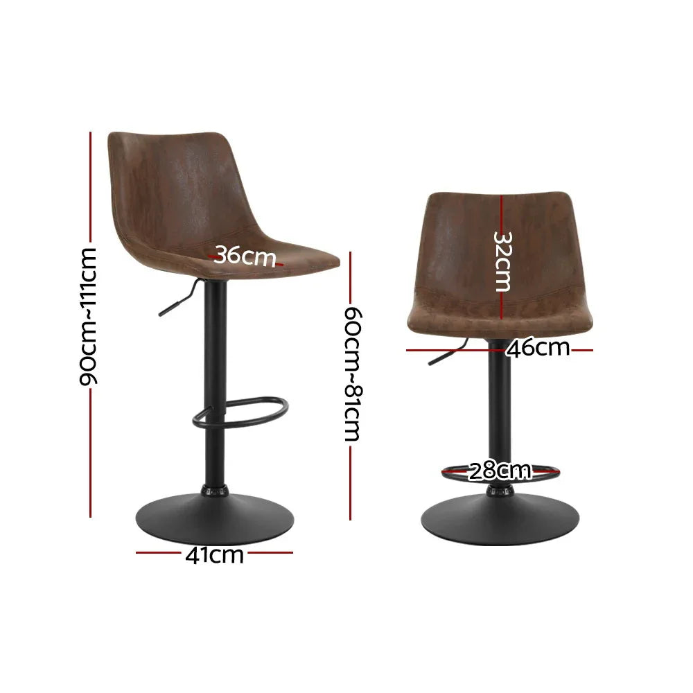 Artiss 2x Bar Stools Vintage Swivel Gas Lift Brown - Mekamart Australia