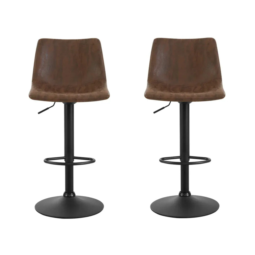 Artiss 2x Bar Stools Vintage Swivel Gas Lift Brown - Mekamart Australia