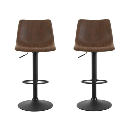 Artiss 2x Bar Stools Vintage Swivel Gas Lift Brown - Mekamart Australia