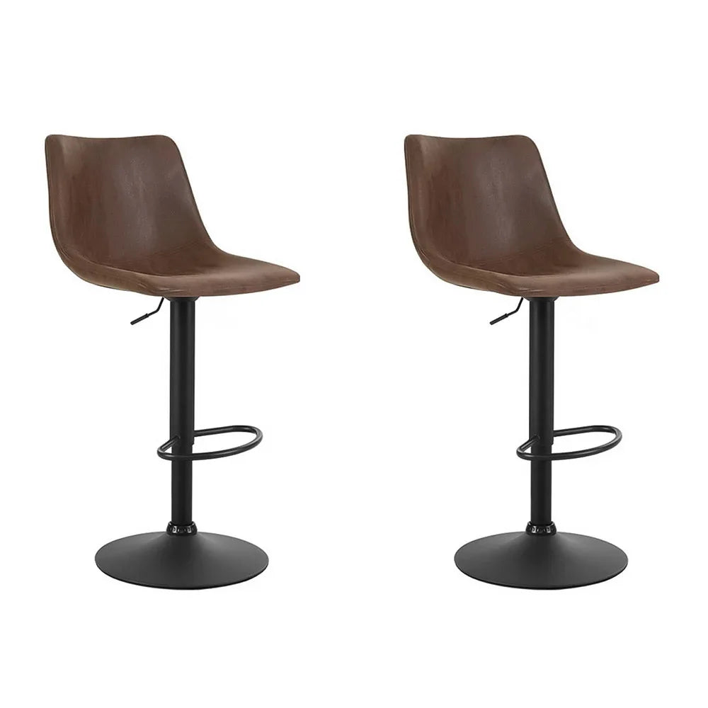Artiss 2x Bar Stools Vintage Swivel Gas Lift Brown - Mekamart Australia