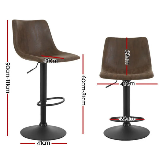 Artiss 4x Bar Stools Vintage Leather Swivel Gas Lift Brown - Mekamart Australia