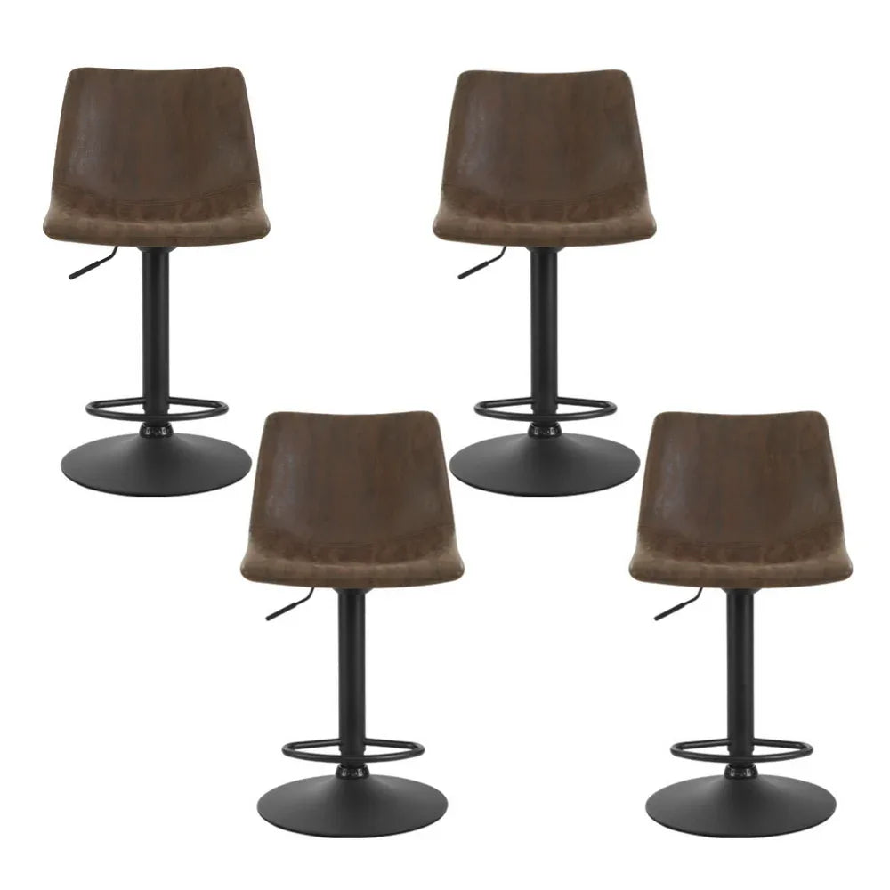Artiss 4x Bar Stools Vintage Leather Swivel Gas Lift Brown - Mekamart Australia