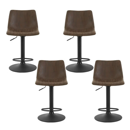 Artiss 4x Bar Stools Vintage Leather Swivel Gas Lift Brown - Mekamart Australia