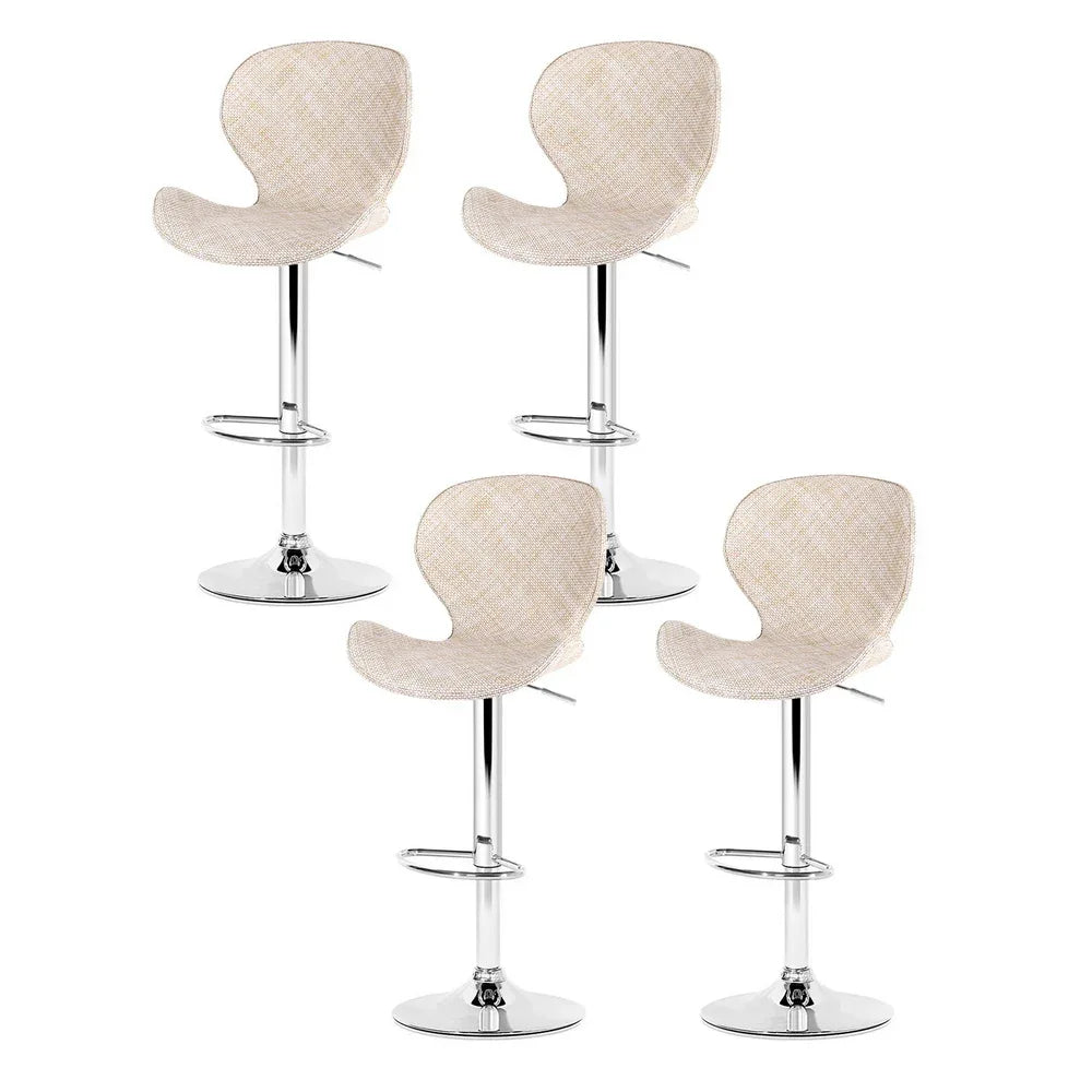 Artiss 4x Bar Stools Kitchen Swivel Gas Lift Counter Chair Wing PE Rattan Beige - Mekamart Australia