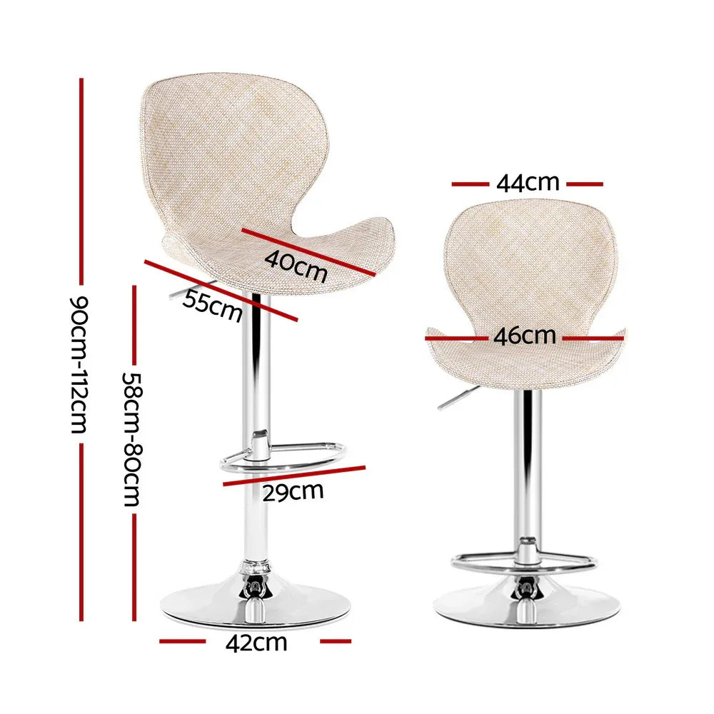 Artiss 4x Bar Stools Kitchen Swivel Gas Lift Counter Chair Wing PE Rattan Beige - Mekamart Australia