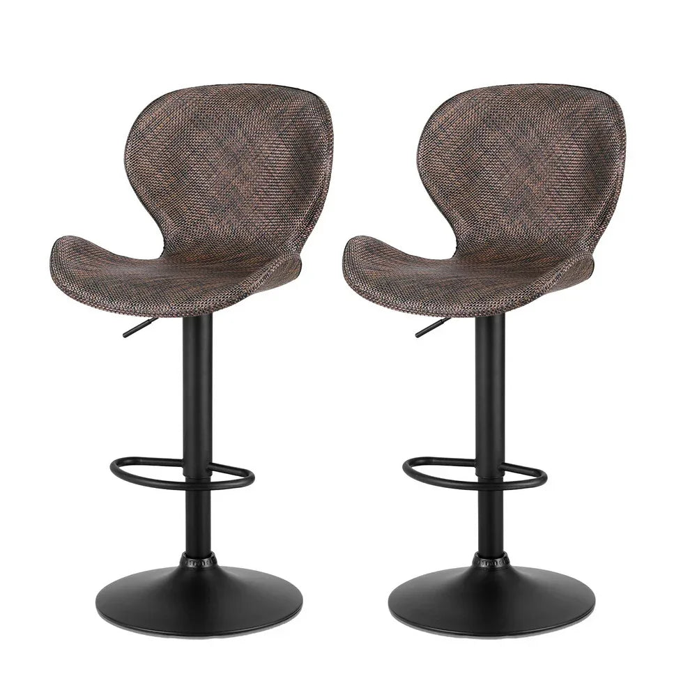 Artiss 2x Bar Stools Kitchen Swivel Gas Lift Counter Chair Wing PE Rattan Brown - Mekamart Australia