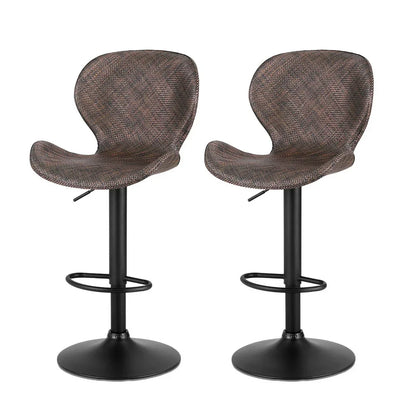 Artiss 2x Bar Stools Kitchen Swivel Gas Lift Counter Chair Wing PE Rattan Brown - Mekamart Australia