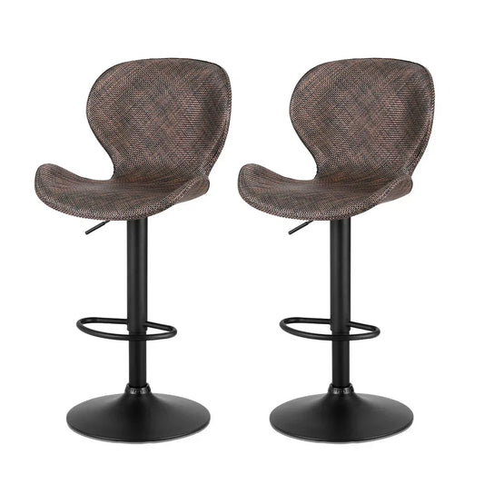 Artiss 2x Bar Stools Kitchen Swivel Gas Lift Counter Chair Wing PE Rattan Brown