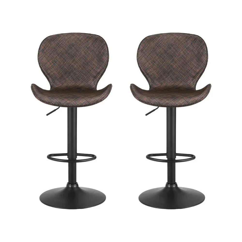Artiss 2x Bar Stools Kitchen Swivel Gas Lift Counter Chair Wing PE Rattan Brown - Mekamart Australia