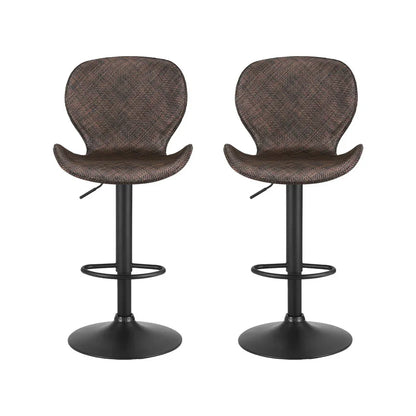 Artiss 2x Bar Stools Kitchen Swivel Gas Lift Counter Chair Wing PE Rattan Brown - Mekamart Australia