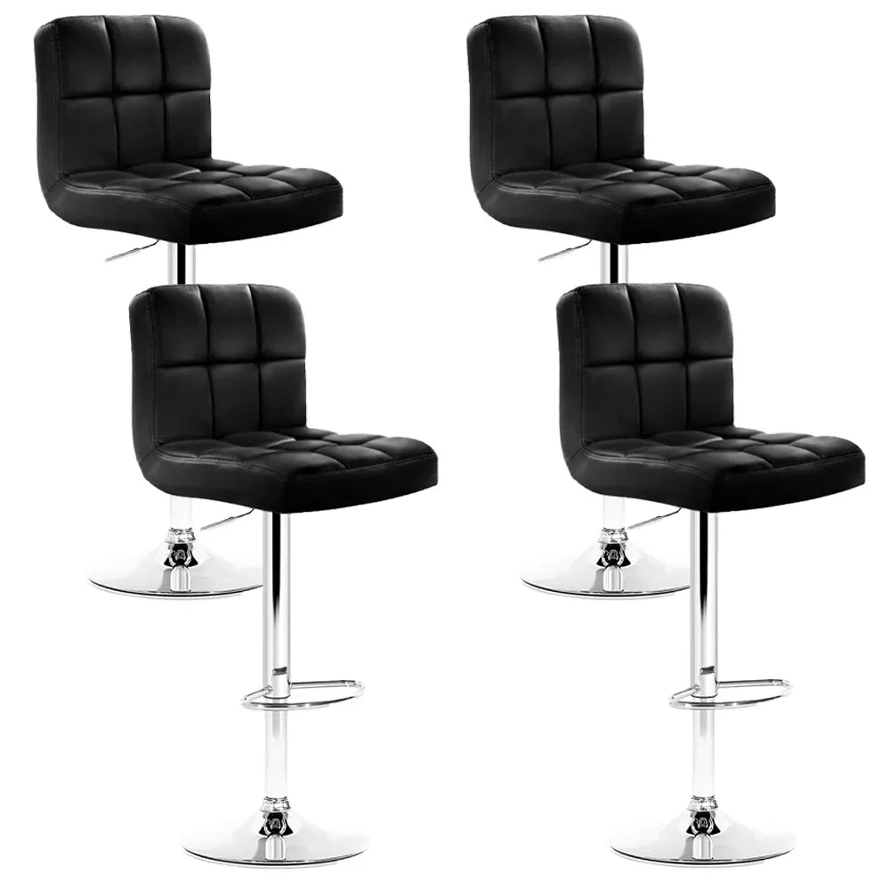 Artiss 4x Bar Stools Leather Gas Lift Black - Mekamart Australia
